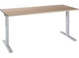 Schäfer Shop Select Schreibtisch ERGO-T 2.0, Quadrat, T-Fuß, B 1800 x T 800 x H 675-895 mm, Eiche/weißaluminium