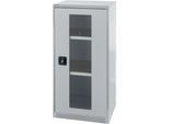 Schäfer Shop Genius Sichttürschrank FS, 3 OH, abschließbar, 2 Fachböden, bis 250 kg, B 545 mm, Stahl, weißaluminium RAL 9006/weißaluminium RAL 9006