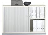 Querrollladenschrank Tetris Wood, 2 OH, abschließbar, mit Sockel, B 1200 x T 421 x H 800 mm, weiß