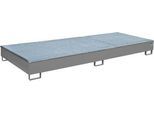 Bauer Regalwanne RW-GR 3300-2 PE, mit Gitterrost und PE-Einsatz, B 3262 x T 1312 x H 267 mm, bis 540 l, Stahl lackiert, mausgrau