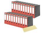 Schäfer Shop Select Ordner, A4, Rückenbreite 80 mm, Qualitäts-Hebelmechanik, Griffloch, 20 Stück, rot + gratis Trennstreifen, gelb, 100 Stück