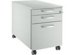 Schäfer Shop Select Rollcontainer 126, 1 Schublade, HR- & Utensilienauszug, runde Griffe, lichtgrau/lichtgrau/lichtgrau
