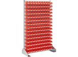 Ständerregal einseitig, B 1130 x T 500 x H 1885 mm, 150 x 0,7 l, rot