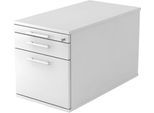 Rollcontainer, 1 Schub, 1 Utensilienauszug, Hängeregistraturauszug, B 428 x T 800 x H 512 mm, lichtgrau