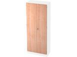 Aktenschrank, 5 OH, abschließbar, B 800 x T 420 x H 2004 mm, weiß/Nussbaum-Dekor