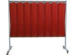 Mobile Schweißerschutzwand, 1-tlg., 2 mm starke Lamellen, EN ISO 25980, B 2100 x H 1920 mm, blau/rot