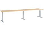 Schäfer Shop Select Schreibtisch ERGO-T 2.0 Big, elektr. höhenverstellbar, Rechteck, T-Fuß, B 3600 x T 800 x H 640-1300 mm, Ahorn/weißalu