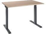 Schäfer Shop Select Schreibtisch ERGO-T 2.0, Rechteck, T-Fuß, B 1200 x T 800 x H 675-895 mm, Eiche/anthrazit