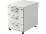 Rollcontainer TARVIS, 1 Utensilienauszug, abschließbar, 3 Schübe, B 428 x T 580 x H 590 mm, lichtgrau
