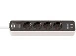 Steckdosenleiste Brennenstuhl Ecolor, 4-fach, 2 x USB, IP20, Kindersicherung, 2100 mA, Kunststoff, weiß/schwarz