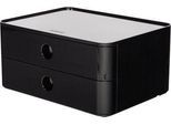 Schubladenbox HAN Allison Smart-Box, 2 Schübe mit Trennwänden, Kabelhalter, stapelbar, ABS-Kunststoff, schwarz