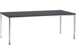 Konferenztisch, bis 6 Personen, Rechteck, 4-Fuß Quadratrohr, B 2000 x T 800 x H 720 mm, schwarz/chromsilber