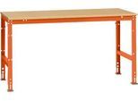 Manuflex Arbeitstisch UNIVERSAL Standard, 1750 x 1000 mm, Multiplex natur, rotorange