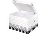 Archivbox Leitz Solid Box M 6118, mit Klappdeckel & Aufbau-Automatik, 10 Stück, weiß