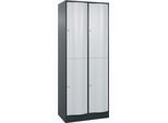 C+P Garderobenspind Resisto, 2 Abteile, 4 Fächer, B 772 x T 540 x H 1950 mm, Anthrazitgrau/Lichtgrau