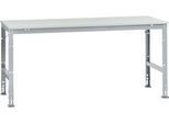 Manuflex Arbeitstisch UNIVERSAL Standard, 2000 x 1000 mm, Kunststoff lichtgrau, alusilber