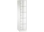C+P Schließfachschrank Resisto, 1 Abteil, 5 Fächer, B 396 x T 540 x H 1950 mm, Verkehrsweiß