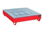 Auffangwanne BAUER AW-4/A/PE mit Gitterrost, 211 l, B 1215 x T 1215 x H 290 mm, rot