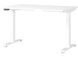 Schreibtisch Porto, elektrisch höhenverstellbar, T-Fuß, B 1200 x T 800 x H 720-1200 mm, weiß/weiß + Memory-USB-Panel