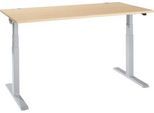 Schäfer Shop Select Schreibtisch ERGO-T 2.0, elektrisch höhenverstellbar, Rechteck, T-Fuß, B 1600 x T 800 x H 640-1300 mm, Ahorn/weißalu