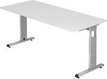 Schreibtisch ULM, C-Fuß, Rechteck, B 1800 x T 800 x H 650-850 mm, lichtgrau