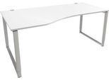 Schäfer Shop Genius Freiformschreibtisch MODENA FLEX, Bügelfuß, manuell höhenverstellbar, Ansatz links, B 1800 mm, weiß