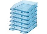 Ablagekorb HAN Klassik, für Format A4/C4, mit Beschriftungsfeld, stapelbar, B 255 x T 348 x H 65 mm, Kunststoff, blau/transparent, 6 Stück