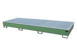 Bauer Regalwanne RW-GR 3600-3 PE, mit Gitterrost und PE-Einsatz, B 3262 x T 1312 x H 383 mm, bis 1000 l, Stahl lackiert, resedagrün