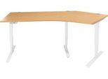 Schäfer Shop Genius Winkelschreibtisch AERO FLEX, elektrisch höhenverstellbar, 135° Winkel rechts, B 2165 mm, Buche/weiß + Memorypanel