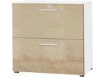 Schäfer Shop Select Hängeregistraturschrank SET UP, 2 HR-Schübe, abschließbar, B 800 x T 420 x H 788 mm, weiß/Wildeiche