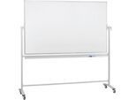 Mobile Drehtafel Franken, Querformat, 360° schwenkbar, mit Stativ, B 1800 x H 1200 mm, emailliert weiß