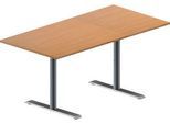 Schäfer Shop Genius Konferenztisch MODENA FLEX, Rechteck, T-Fuß Rundrohr, B 1600 x T 800 x H 650-850 mm, Buche/weißaluminium RAL 9006
