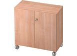 Rollenschrank TOPAS LINE, 2 Ordnerhöhen, Türen abschließbar, Nußbaum-Dekor/Nußbaum-Dekor