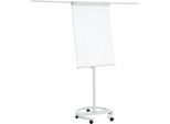 Franken Flipchart ECO Mobil F2400/N, 5 Rollen, höhenverstellbar, magnethaftend, 2 Seitenarme, Ablageschale, Kunststoff & Metall, Tafel 680 x 1050 mm