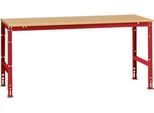 Manuflex Arbeitstisch UNIVERSAL Standard, 2000 x 1000 mm, Multiplex natur, rubinrot