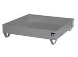 Stahl-Auffangwanne ohne Gitterrost, 1200 x 1200 mm, grau RAL 7005