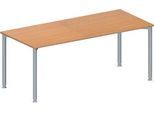Schäfer Shop Genius Konferenztisch MODENA FLEX, Rechteck, 4-Fuß Rundrohr, B 1800 x T 800 x H 720-840 mm, Buche/weißaluminium RAL 9006