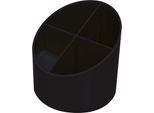 Stifteköcher Helit The Green Cross, 4 Fächer, Ø 110 x H 105 mm, Recyclingkunststoff, schwarz