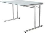 Schreibtisch Toledo, höhenverstellbar, C-Fuß, Glasplatte, B 1200 x T 800 mm