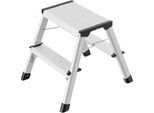 Trittleiter Hailo D60 StandardLine, 2 x 2 Stufen, bis 150 kg, klappbar, Anti-Rutsch-Füße, Aluminium & Kunststoff, B 410 mm