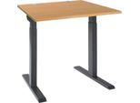 Schäfer Shop Select Schreibtisch ERGO-T 2.0, Quadrat, T-Fuß, B 800 x T 800 x H 675-895 mm, Buche/anthrazit