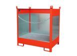 Fass-Stapelpalette Bauer FSP-2 G, Spritzschutzwand 3-seitig, Kap. 2 x 200 l Fass, rot