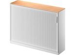Schäfer Shop Genius Querrollladenschrank TETRIS SOLID, 3 OH, B 1600 mm, inkl. 19 mm Abdeckplatte, Buche-Dekor/weißalu/weißalu
