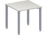 Schäfer Shop Genius Konferenztisch MODENA FLEX, Quadrat, 4-Fuß Quadratrohr, B 800 x T 800 x H 720-840 mm, lichtgrau/weißaluminium RAL 9006