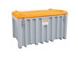 Transport- und Pritschenbox CEMO CEMbox 400, Polyethylen, 400 l, L 1200 x B 810 x H 750 mm, stapelbar, kranbar, grau/orange