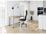 Home Office Tisch, Rechteck, 4-Fuß Quadratrohr, B 1400 x T 672 x H 685-810 mm, Wildeiche/silber