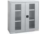 Schäfer Shop Genius Sichttürschrank FS, 3 OH, abschließbar, 2 Fachböden, bis 450 kg, B 1055 mm, Stahl, weißaluminium RAL 9006/weißaluminium RAL 9006