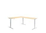 Winkelschreibtisch AERO FLEX, elektrisch höhenverstellbar, 90° Winkel, T-Fuß, B 2000 x T 2400 mm, Ahorn/weißalu + Memorypanel