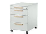 Schäfer Shop Select Rollcontainer Start Off Wood, 3 Schübe, Utensilienauszug, B 432 x T 580 x H 595 mm, Holz, lichtgrau
