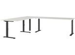 Eckschreibtisch Agenda, mechanisch höhenverstellbar, B 2600 x T 2200 x H 680-910 mm, Lichtgrau/Schwarz